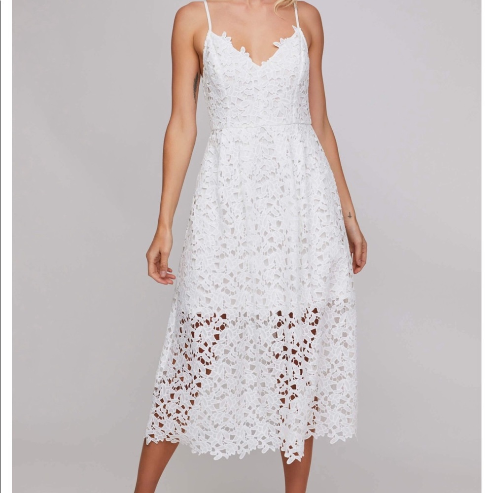 ASTR lace midi white dress